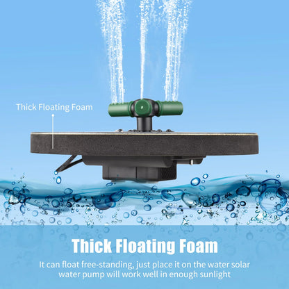 6W Colorful Solar Fountain Pump With Rotatable Nozzle LED Light Solar moisture Pump With Battery Auto-Shut off 9 Inch Fountain for Bird Bath Garden Small Pond