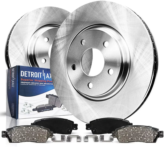 Detroit Axle - Front Brake Kit for 1998-2002  Crown Victoria Mercury Grand Marquis Lincoln Town Car Disc Brake Rotors and Ceramic Brakes Pads 1999 2000 2001 Replacement