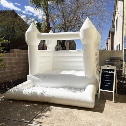Connsann White Bounce House  Commericial Grade PVC  Jump Castle with Blower & Ball Pit  for Kids Outdoor Indoor Party