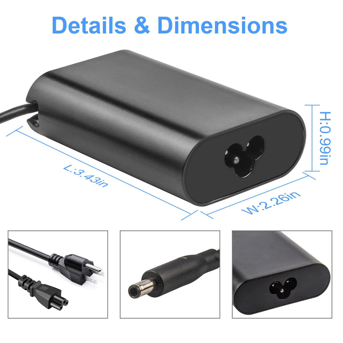 65W AC Adapter Laptop Charger LA45NM121 for  XPS 13 9333 9343 9350 9360 US