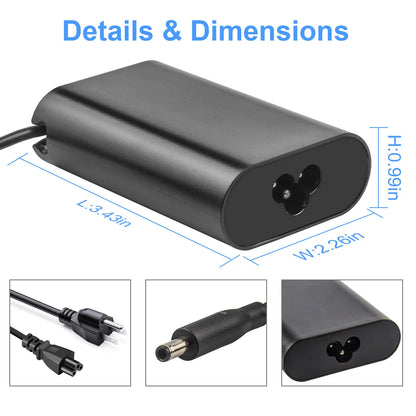 65W AC Adapter Laptop Charger LA45NM121 for  XPS 13 9333 9343 9350 9360 US