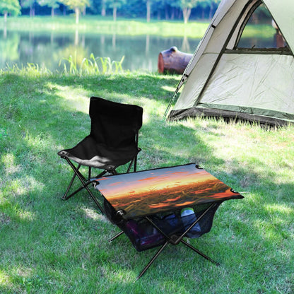 Autumn Leaves in Sunset Camping Folding Table Portable Beach Table with Storage Bag Compact Picnic Table for Outdoor Travel Fishing BBQ