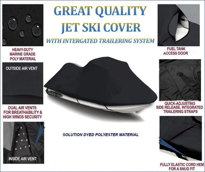 BLACK TOP OF THE LINE JET SKI protector appropriate for Kawasaki STX 2009 2010 Jet Ski wrap PWC Covers