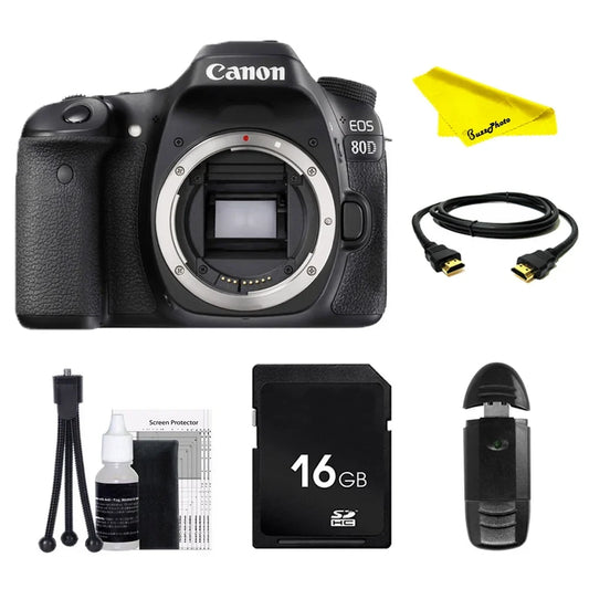 EOS 80D DSLR Camera (Body Only) with SD Card + Buzz-Photo Beginners Bundle