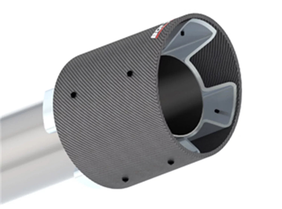 Black Carbon Fiber Round Tips; w/o NPP-Dual Mode Exhaust; Single Split Rear Exit;. Right And Left Hand Mufflers/Clamps/4.5 x 5.75 in. Borla 11923CFBA ATAK Axle-Back Exhaust System; 2.75 in.; Incl