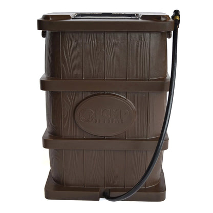 FCMP Outdoor WG4000 45 Gallon Wood Grain Rain aqua Catcher Barrel, Brown