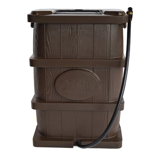 FCMP Outdoor WG4000 45 Gallon Wood Grain Rain aqua Catcher Barrel, Brown