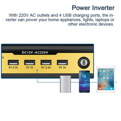 Charger Yabuy 5000W Car Power Inverter LED Digital Modified Sinewave Inverter 12V to 220V Converter with AC Outlets 4 USB Charging Ports for Car Vehicle Home Laptops