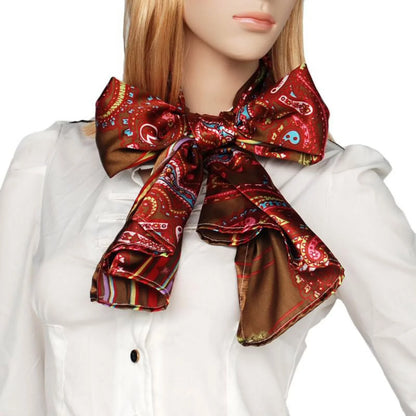 Blancho Brown Chic Paisley & Stripes Design Fashion Soft Silk Scarf/Wrap/Shawl(Large)