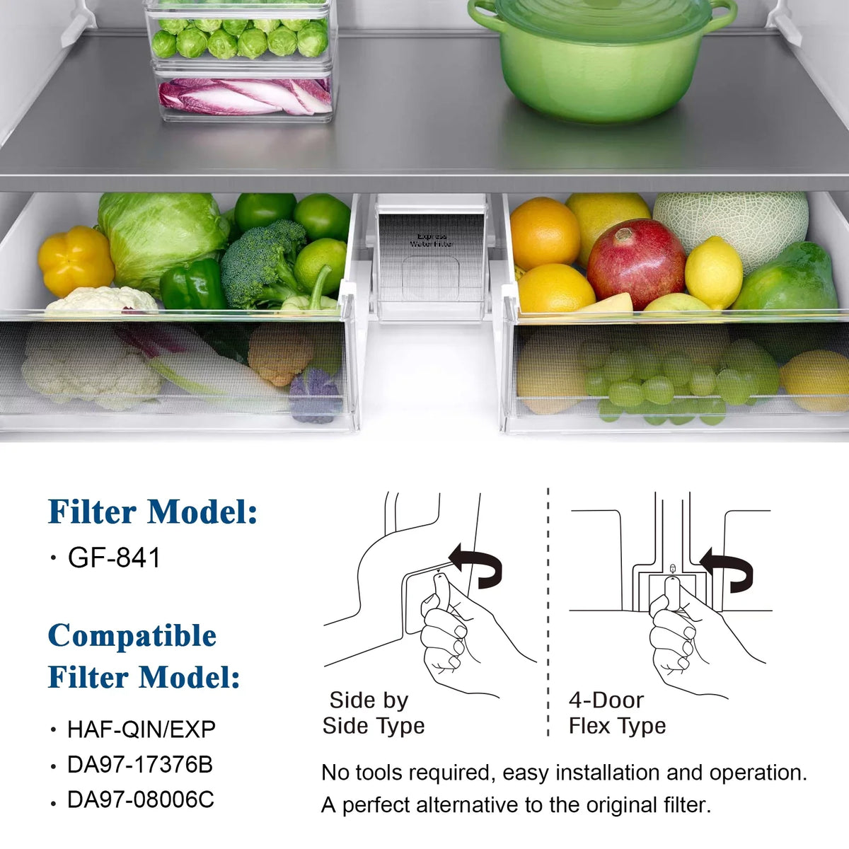 GLACIER FRESH DA97-17376B HAF-QIN Refrigerator Filtered aqua Filter Replacement for HAF-QIN/EXP, DA97-08006C, RF23M8070SG, RF23M8070SR, RF23M8090SG, RF23M8090SR (6Pack)