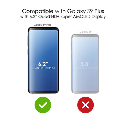 DistinctInk Clear Shockproof Hybrid Case for  Galaxy S9+ PLUS (6.2" Screen) - TPU Bumper, Acrylic Back, Tempered Glass Screen Protector - Luke 1:37 - Faith Does Not Make Easy Makes Possible