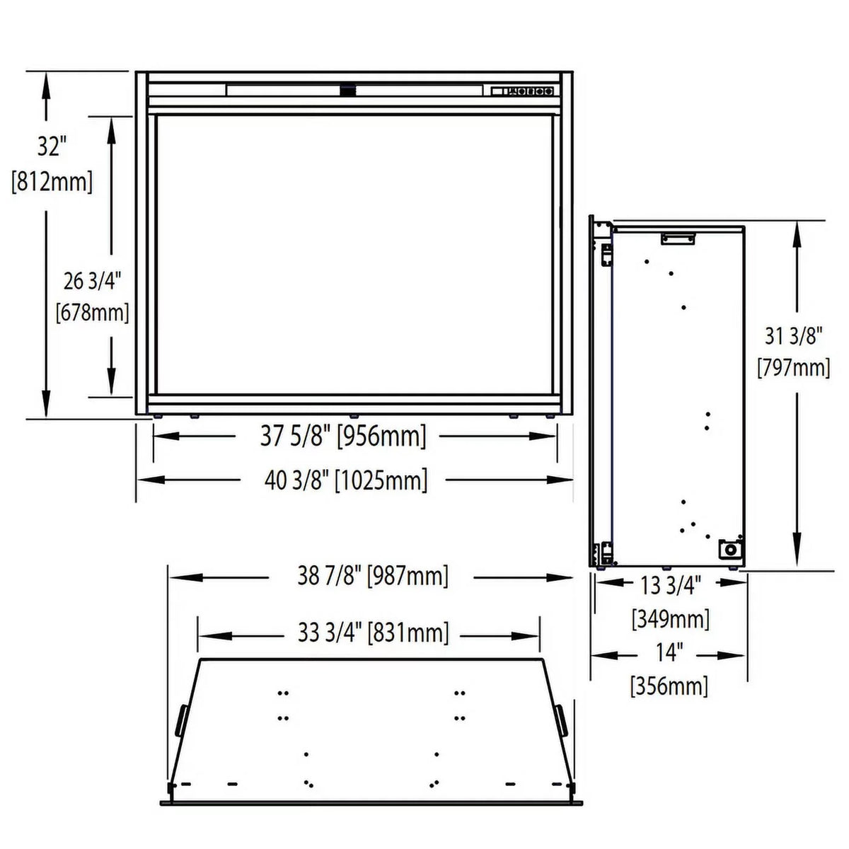 Built-in Electric Firebox Insert. Napoleon 40 in