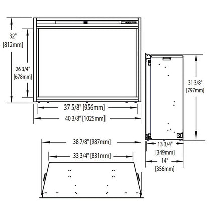 Built-in Electric Firebox Insert. Napoleon 40 in