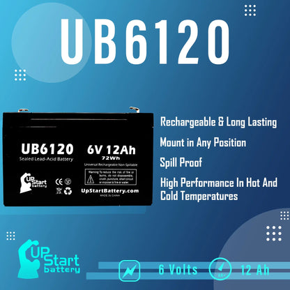 5x Pack - appropriate Tripp-Lite 850 Battery - Replacement UB6120 Universal Sealed Lead Acid Battery (6V, 12Ah, 12000mAh, F1 Terminal, AGM, SLA) - Includes 10 F1 to F2 Terminal Adapters