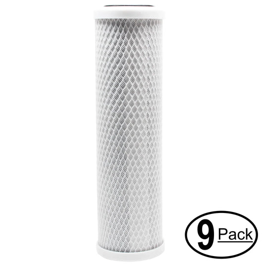 9-Pack Replacement for AquaFX GRWH300-CB-TDS Activated Carbon Block Filter - Universal 10 inch Filter for AquaFX top-notch White RO/DI 300 GPD - Denali Pure Brand