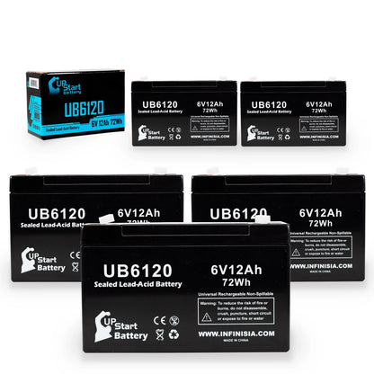 5x Pack - appropriate Tripp-Lite 850 Battery - Replacement UB6120 Universal Sealed Lead Acid Battery (6V, 12Ah, 12000mAh, F1 Terminal, AGM, SLA) - Includes 10 F1 to F2 Terminal Adapters