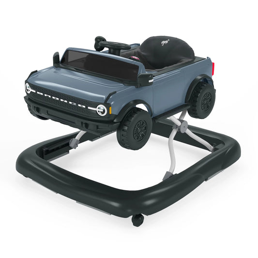 Bronco 4-in-1 Blue Grey Baby Activity Walker with 4 Ways to Play by Bright Starts, Unisex, Newborn +