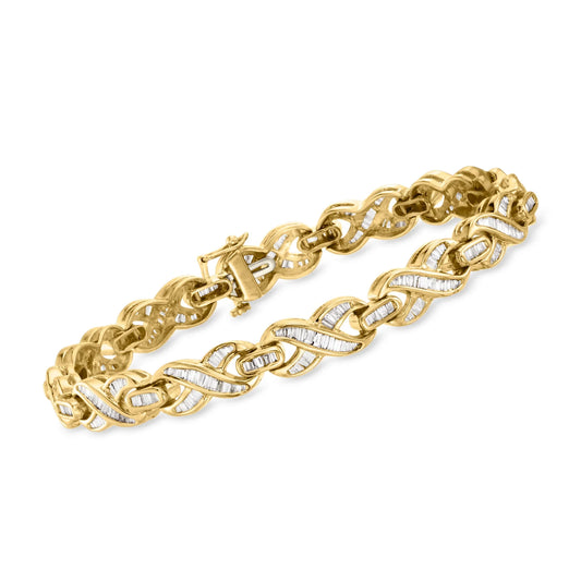 Diamond X-Link Bracelet in 14kt Yellow Gold, Women's, Adult, Pre-Owned. t.w. 1980 Vintage 3.00 ct. Ross-Simons C