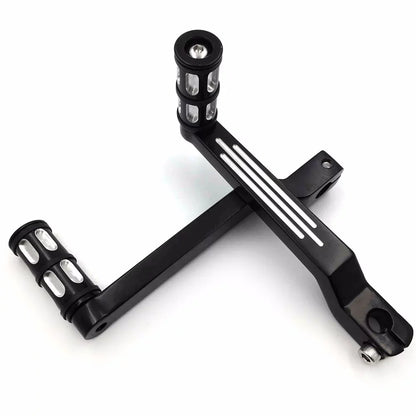 HTT- Style 009C- Motorcycle Black Aluminum Heel Toe Shift Levers/Gear Shift Pedal Levers w/ Shifter Pegs For Harley Davidson Fat Boy FLSTF 1980 and later