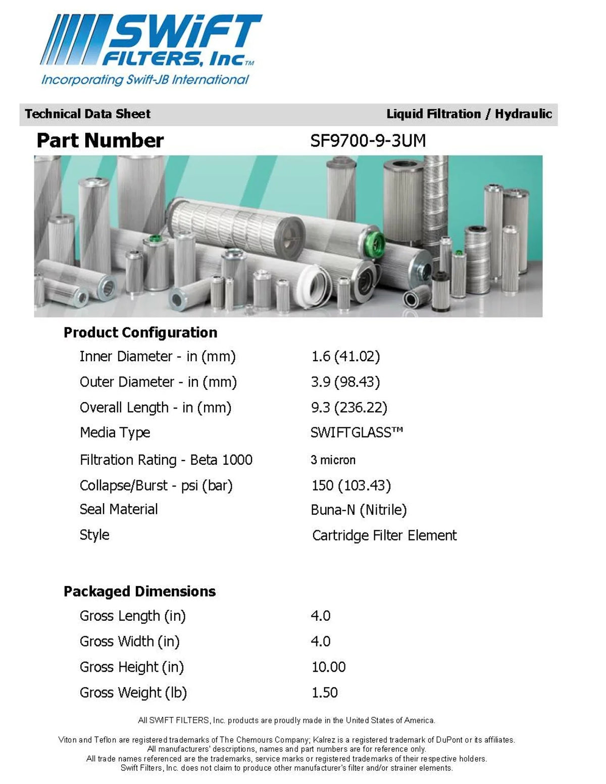 Direct Interchange for FLEETGUARD HF6109  Cartridge Filter Element  Microglass 3 Micron