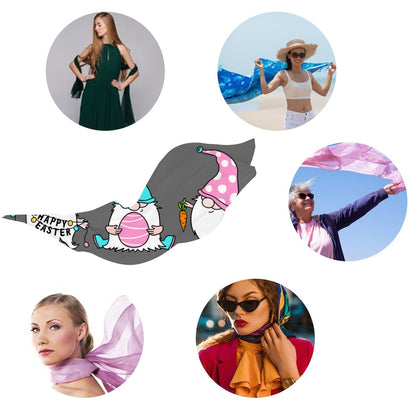 FREEAMG Easter Gnomes Silk Long Scarf for Women Large Oblong Sunscreen Shawls Wraps Neck Headscarf Hair Wraps Gift Packed