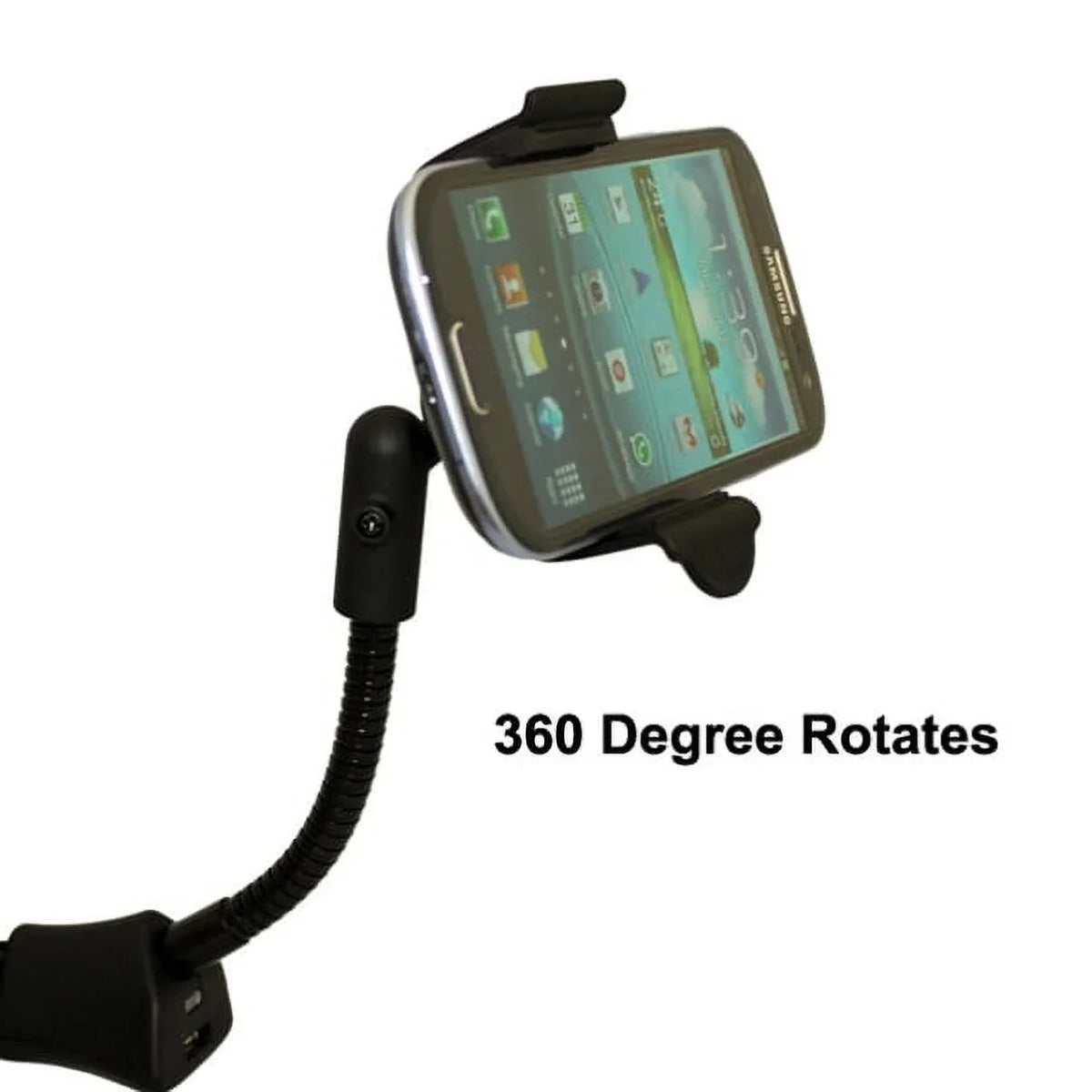 Car Mount Charger Socket Holder with USB Port Dock Cradle Gooseneck Swivel Black 3D for  Stylo 3, V10 V20 - Motorola Droid Turbo 2, Moto Z Droid Force Droid -  Galaxy J3 J5 J7, Note 3 4 5