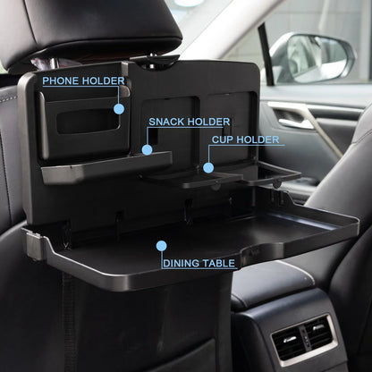 Yiyasu 2x Folding Car Seat Rear Back Dining Table Travel Food Drink Holder Tray Seat Desk