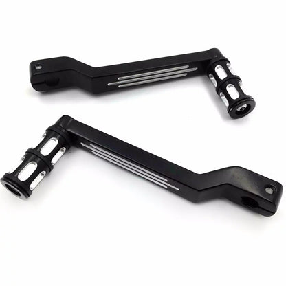 HTT- Style 009C- Motorcycle Black Aluminum Heel Toe Shift Levers/Gear Shift Pedal Levers w/ Shifter Pegs For Harley Davidson Fat Boy FLSTF 1980 and later