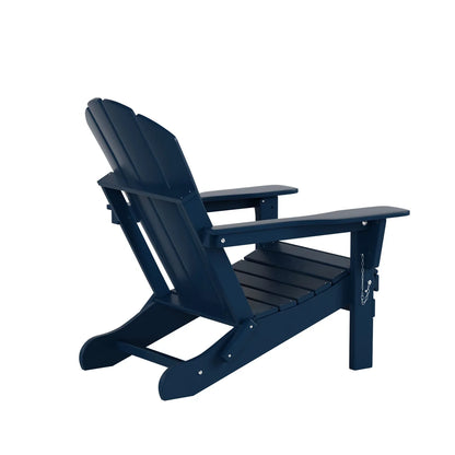 EXTRA PLATINUM Classic Outdoor Patio Folding Poly Adirondack Chairs (Set of 4), Navy Blue