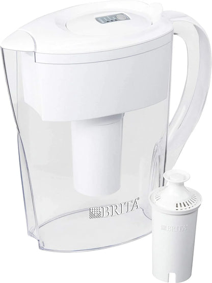 Brita Space Saver aqua Filter Pitcher with 1 Replacement Filter, White, 6 Cup Capacity