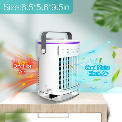 Hiroke Portable Air Conditioners Fan Desktop Air Cooler with 4-Speed Personal Mini Air Conditioner 7 Night Light & 2-8H Timer Desk Spray Fan for Home Office Camping