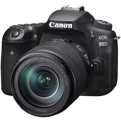 EOS 90D DSLR Camera with 18-135mm Lens, SanDisk 32GB Memory Card, Backpack, Flash, Tripod and ZeeTech Accessory Bundle