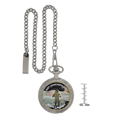 American Coin Treasures Moon Landing Eisenhower Bicentennial Dollar Men's Pocket Watch