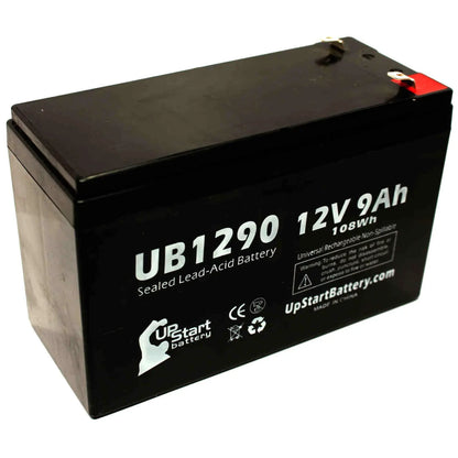 3x Pack - suitable Amigo Mobility TravelMate Battery - Replacement UB1290 Universal Sealed Lead Acid Battery (12V, 9Ah, 9000mAh, F1 Terminal, AGM, SLA) - Includes 6 F1 to F2 Terminal Adapters