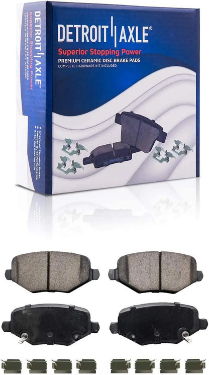 Detroit Axle - Brake Kit for Chrysler Town & Country Dodge Grand Caravan Journey Ram C/V Routan Disc Brake Rotors Ceramic Brakes Pads w/Hardware Replacement [11.98" inch Front & 12" inch Rear Rotors]