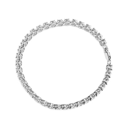 Haus of Brilliance .925 Sterling Silver 1/10 Cttw Womens Miracle Set Round cut Box Clasp Diamond and Bead Link 7.25" Tennis Bracelet (I-J Color, I2-I3 Clarity)