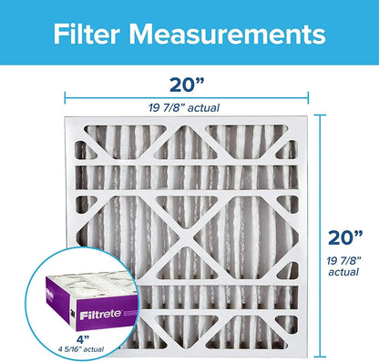 Filtrete 20x20x4 AC Furnace Air Filter, MPR 1550 MERV 12, Healthy Living Ultra Allergen Deep Pleat, 2-Pack, Fits Lennox & Honeywell Devices Exact Dimensions 19.88 x 19.88 x 4.31