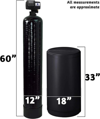 AFWFilters 2 cubic Foot 64k Whole Home Iron Pro aqua Softener with Fine Mesh Resin, 3/4" Plastic MNPT Connection, and Black Tanks