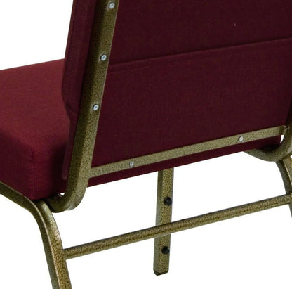 HERCULES Series 21''W Stacking Church Chair In Burgundy Fabric - Vein Frame