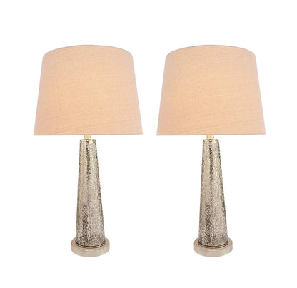 Aspen Creative 40170-12, Two Pack Set – 30" High Transitional Glass Table Lamp, Satin Nickel Finish and Hardback Empire Shaped Lamp Shade in Beige, 15" Wide