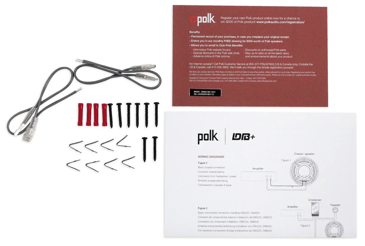 (2) Polk Audio DB402 4" 270w Car/Marine/ATV/Motorcycle Speakers+Speaker