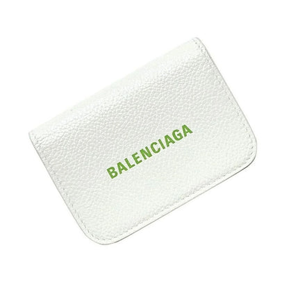 Balenciaga Everyday White Leather Logo Mini Trifold Wallet 593813