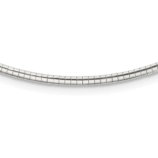 925 Sterling Silver Omega Chain Styles Necklace 2mm w/2 in Ext Cubetto 16 inch