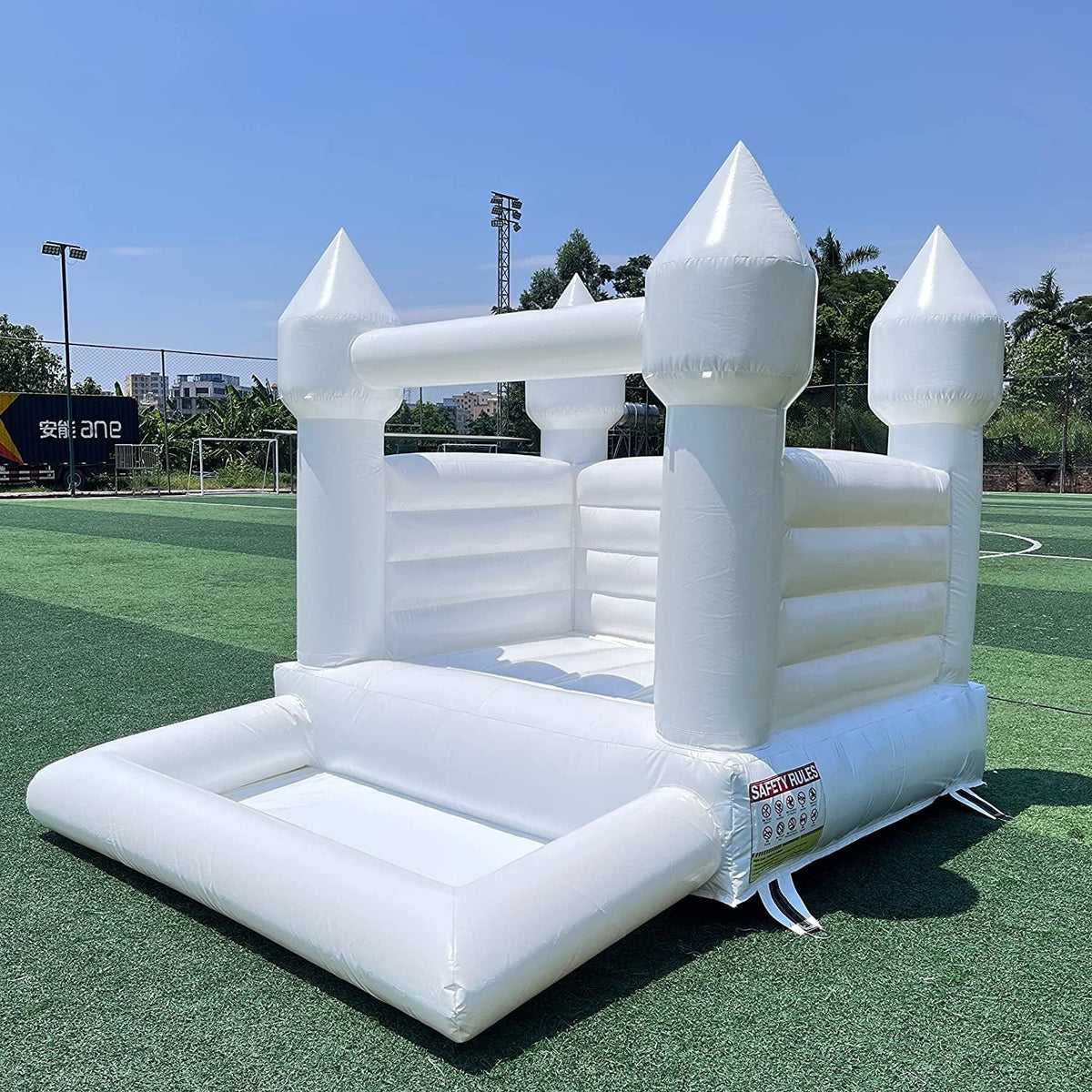 Connsann White Bounce House  Commericial Grade PVC  Jump Castle with Blower & Ball Pit  for Kids Outdoor Indoor Party