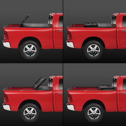 For 2009 to 2022 Dodge Ram 1500 2500 3500 6.5Ft Fleetside Bed Matte Black Soft Top Tri-Fold Adjustable Tonneau wrap Kit