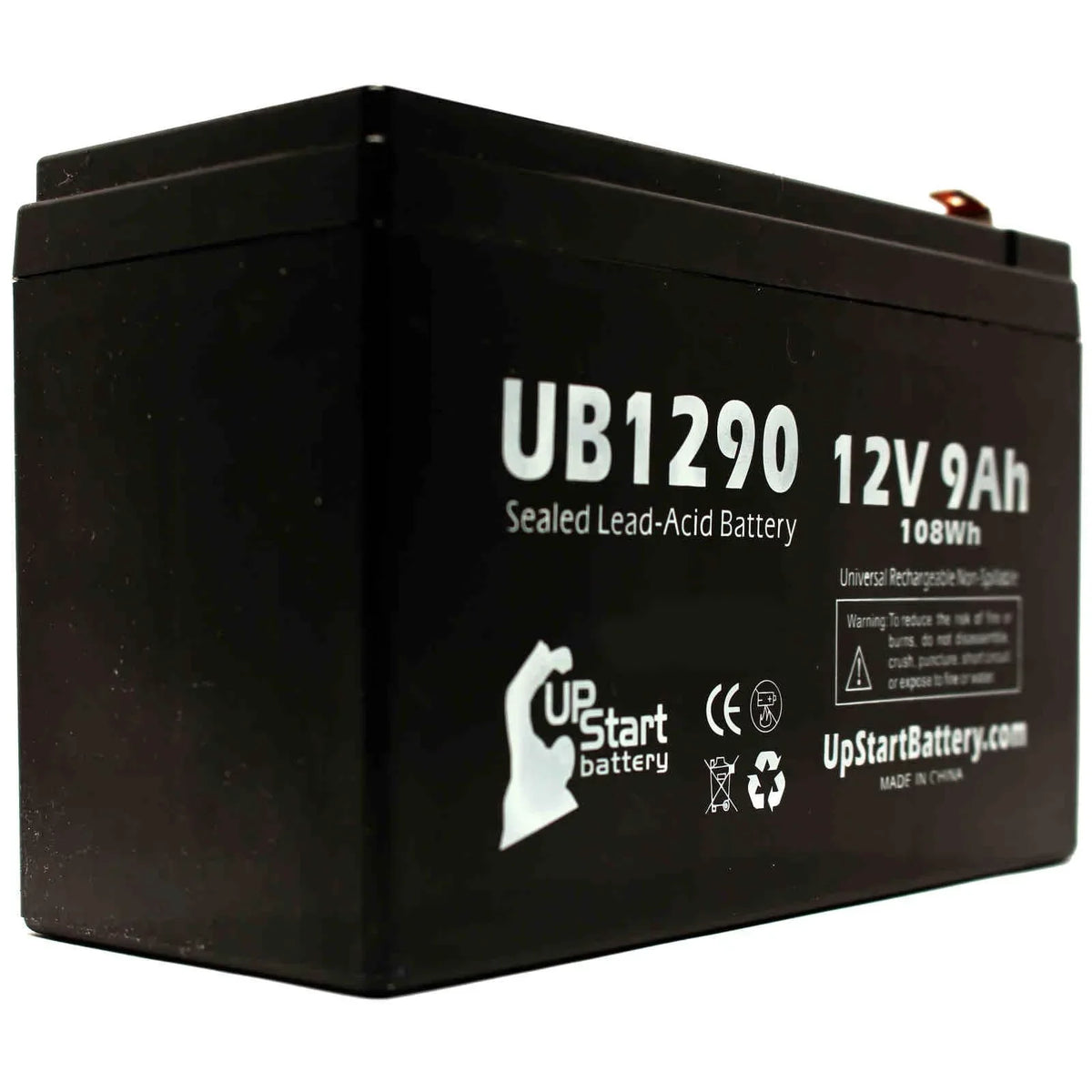 3x Pack - suitable Amigo Mobility TravelMate Battery - Replacement UB1290 Universal Sealed Lead Acid Battery (12V, 9Ah, 9000mAh, F1 Terminal, AGM, SLA) - Includes 6 F1 to F2 Terminal Adapters