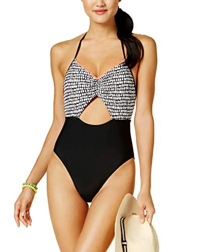 Hula Honey Cutout One-Piece Women’s Swimsuit (Black/White, XS)