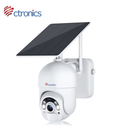 Ctronics Solar Security Camera,PTZ Home Security Camera Wireless Outdoor,WiFi Surveillance Camera with Spotlight Color Night Vision, AI Human Detection, 2-Way Audio,IP66 Waterproof(S20)