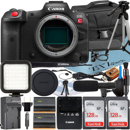 EOS R5 C Mirrorless Cinema Camera (Body) with 2 Pack SanDisk 128GB Memory Card + Case + ZeeTech Accessory Bundle