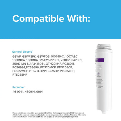 Brio 6023A Refrigerator moisture Filter Replacement matching WIth GE GSWF, GSWF3PK, GSWFDS, 100749-C, 100749C, 100810/A, 100810A